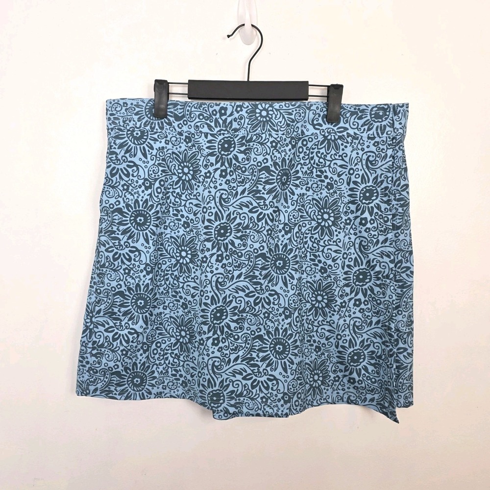 Ripskirt Hawaii Tuscan Blue Floral Summer Beach Outdoor Mini Skirt Size XL